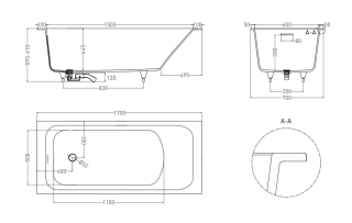Ванна из искусственного камня Salini Orlanda Kit S-Stone 102121MRF 170x70см RAL полностью